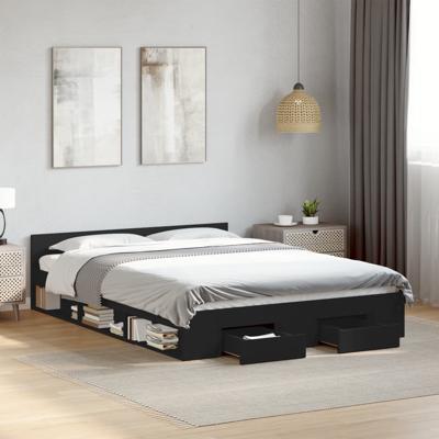 Bedframe met lades bewerkt hout bruin eikenkleurig 120x190 cm