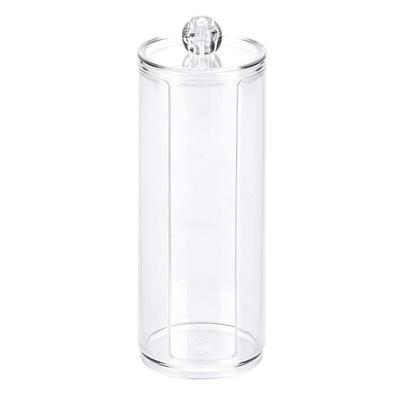 Wattenschijfjes houder - kunststof - D7 x H19 cm - watten dispenser transparant