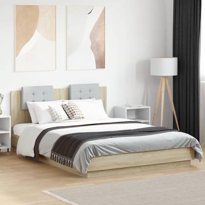 Bedframe met hoofdeinde bewerkt hout sonoma eiken 120x200 cm