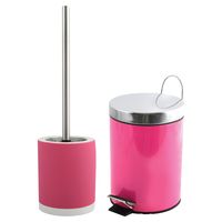 MSV Badkamer accessoires set - fuchsia roze - pedaalemmer/wc-borstel