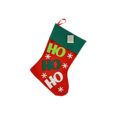 Kerstsok rood/groen Ho Ho Ho 45 cm cm - Kerstversiering/kerstdeco