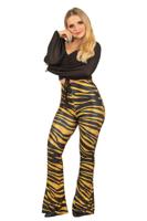 Flared Broek Tijgerprint Goud Dames