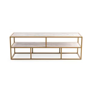 Tv-meubel 'Luuk' 150cm, kleur goud / wit marmer