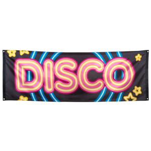 Boland Gevelvlag Disco Fever print - 74 x 220 cm - polyester - zwart - Seventies/Eighties   -