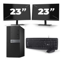 Dell Optiplex 7050 Tower - Intel Core i5-6e Generatie - 8GB RAM - 256GB SSD - Windows 11 + 2x 23 inch Monitor