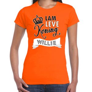 Oranje Koningsdag t-shirt - lam leve koning willie - dames