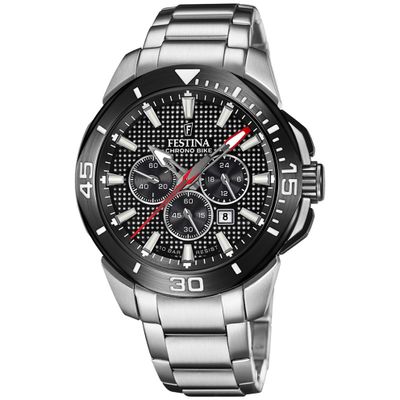Festina F20641/4 Horloge Chrono Bike staal zilverkleurig-zwart 47 mm