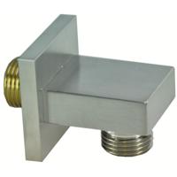 Wiesbaden Wandaansluitbocht Vierkant 1/2" Geborsteld Staal