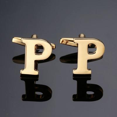 1 paar gouden letters A-Z naam Manchetknopen mannen Frans overhemd Manchetknopen (P)