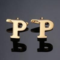 1 paar gouden letters A-Z naam Manchetknopen mannen Frans overhemd Manchetknopen (P)