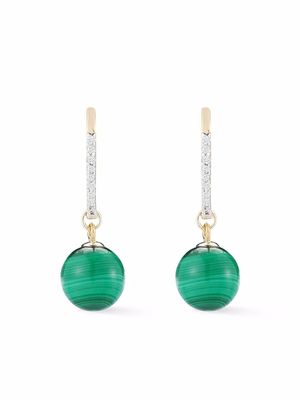 Mateo boucles d'oreilles en or 14ct ornées de diamants et de malachite