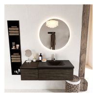Mondiaz Bukla 120cm badmeubel met module 40 kleur dark brown met 2 lades en wastafel rechts 1 kraangat kleur urban