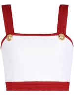 Balmain haut crop à bords contrastants - Blanc