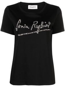 Sonia Rykiel t-shirt en coton mélangé à logo strassé - Noir