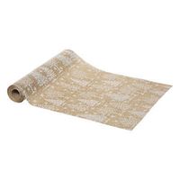 Kerst thema diner tafelloper - 2x stuks - beige/wit - 28 x 300 cm - Tafellakens