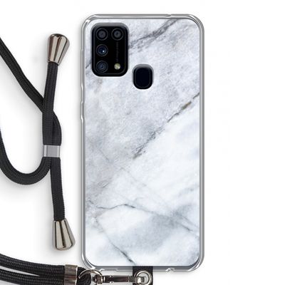 Witte marmer: Samsung Galaxy M31 Transparant Hoesje met koord
