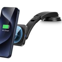 Dashboard Wireless Charger with Low-Profile Mounting Arm (HaloLock) - Black - thumbnail