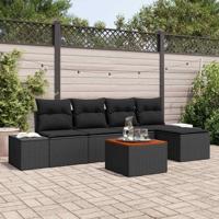 Tuinbankenset met opslag 6 pcs Zwart poly rattan