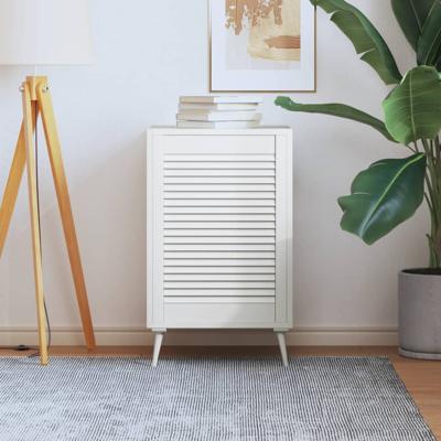VidaXL Kastdeur met lamellen 69x49,4 cm massief grenenhout wit