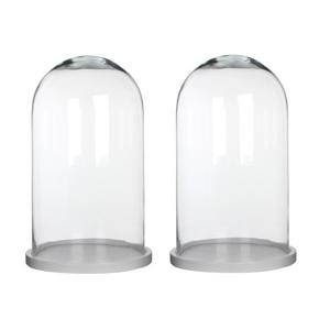 Mica Decorations Stolp Hella - 2x - glas en wit eikenhout - 23 x 38 cm
