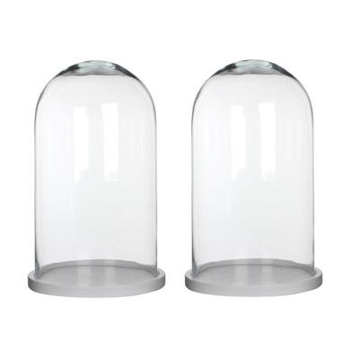 Mica Decorations Stolp Hella - 2x - glas en wit eikenhout - 23 x 38 cm