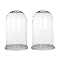 Mica Decorations Stolp Hella - 2x - glas en wit eikenhout - 23 x 38 cm