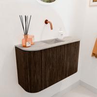Toiletmeubel Mondiaz Joya Dlux | 73.2 cm | Meubelkleur Walnut | Faye wastafel Glace Wasbak Midden | Zonder kraangat(en)