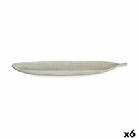 Dienblad Wit Hout MDF Blad van een plant 59,5 x 3 x 21,6 cm Decoratie (6 Stuks)