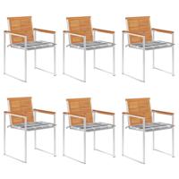 Tuinstoelen 6 st met kussens massief acaciahout