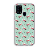 Flamingoprint groen: Samsung Galaxy M31 Transparant Hoesje