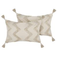 Beliani-CERINTHE -Sierkussen set van 2-Beige-40 x 60 cm-Katoen