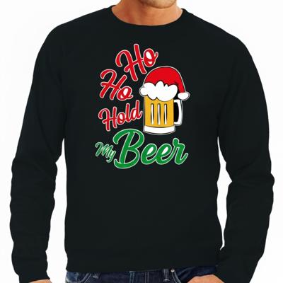 Foute Kersttrui sweater voor heren - Ho ho hold my beer - zwart - Kerstkleding - drank