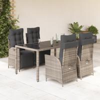 5-delige Tuinset met kussens poly rattan grijs
