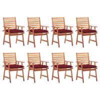 Tuinstoelen 8 st met kussens massief acaciahout