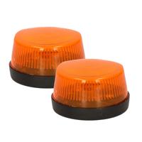 Zwaailamp/zwaailicht met sirene - 2x - LED - oranje - waarschuwingslicht - 7 cm