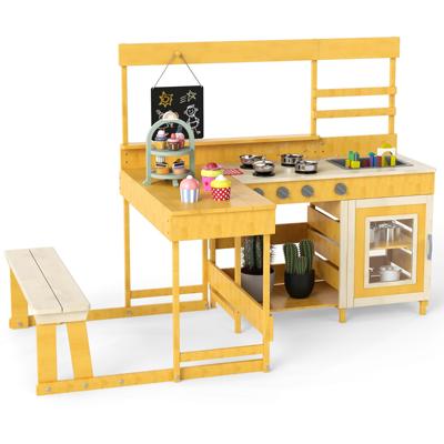 Modderkeuken met Picknicktafel voor Kinderen Buitenspeelset voor in de Achtertuin-Naturel