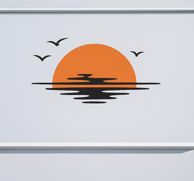 Esthetische zonsondergang caravan sticker