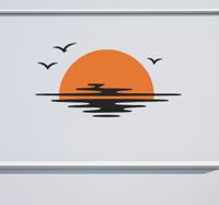 Esthetische zonsondergang caravan sticker