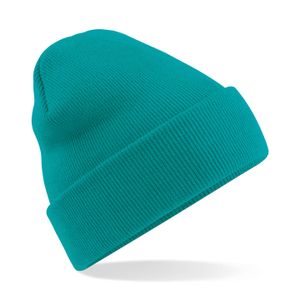 Basic dames/heren beanie wintermuts 100% soft Acryl in kleur emerald/smaragd