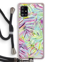 Tropical Palms Blue: Samsung Galaxy A51 5G Transparant Hoesje met koord