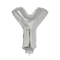 Opblaasbare letter ballon Y zilver