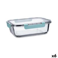 Hermetische Lunchtrommel Quid Purity Rechthoekig 1,5 L Transparant Glas (6 Stuks)