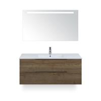 Seville Badmeubelset 120 cm - 2 laden Tabacco Edge - Wastafel Enjoy Enkel - met Sence Spiegel