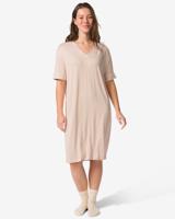 HEMA Damesnachthemd Febe jersey strepen beige (beige)