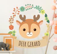 Muurdecoratie stickers rendier met bloemtjes