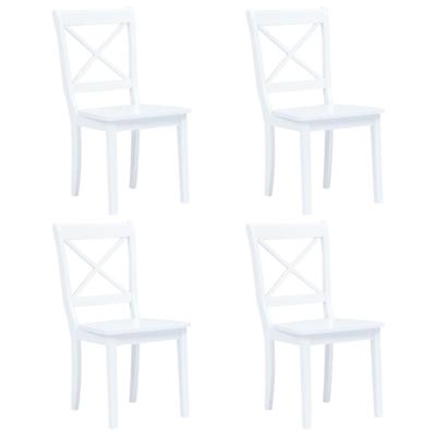 Eetkamerstoelen 4 st massief rubberwood wit