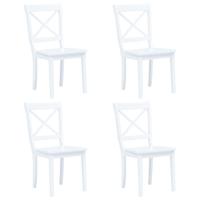 Eetkamerstoelen 4 st massief rubberwood wit