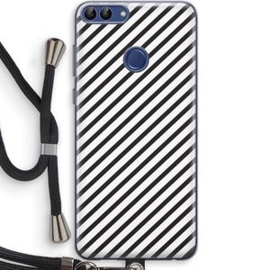 Strepen zwart-wit: Huawei P Smart (2018) Transparant Hoesje met koord
