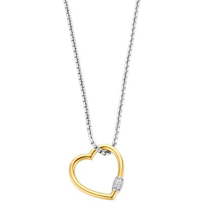 TI SENTO-Milano 34023SY Ketting Hart zilver-zirconia goud-en zilverkleurig-wit 60 cm