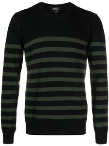 A.P.C. pull en laine à rayures - Noir